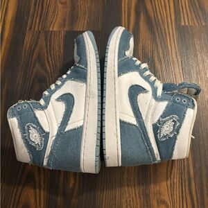 Blue and White High-Top Sneakers